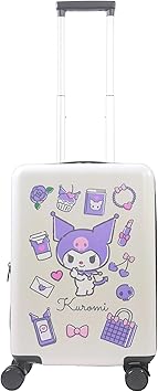 Sanrio Kuromi and My Melody 22.5 Inch Carry On Luggage, Hardshell Rolling Suitcase, White