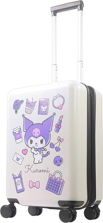 Sanrio Kuromi and My Melody 22.5 Inch Carry On Luggage, Hardshell Rolling Suitcase, White