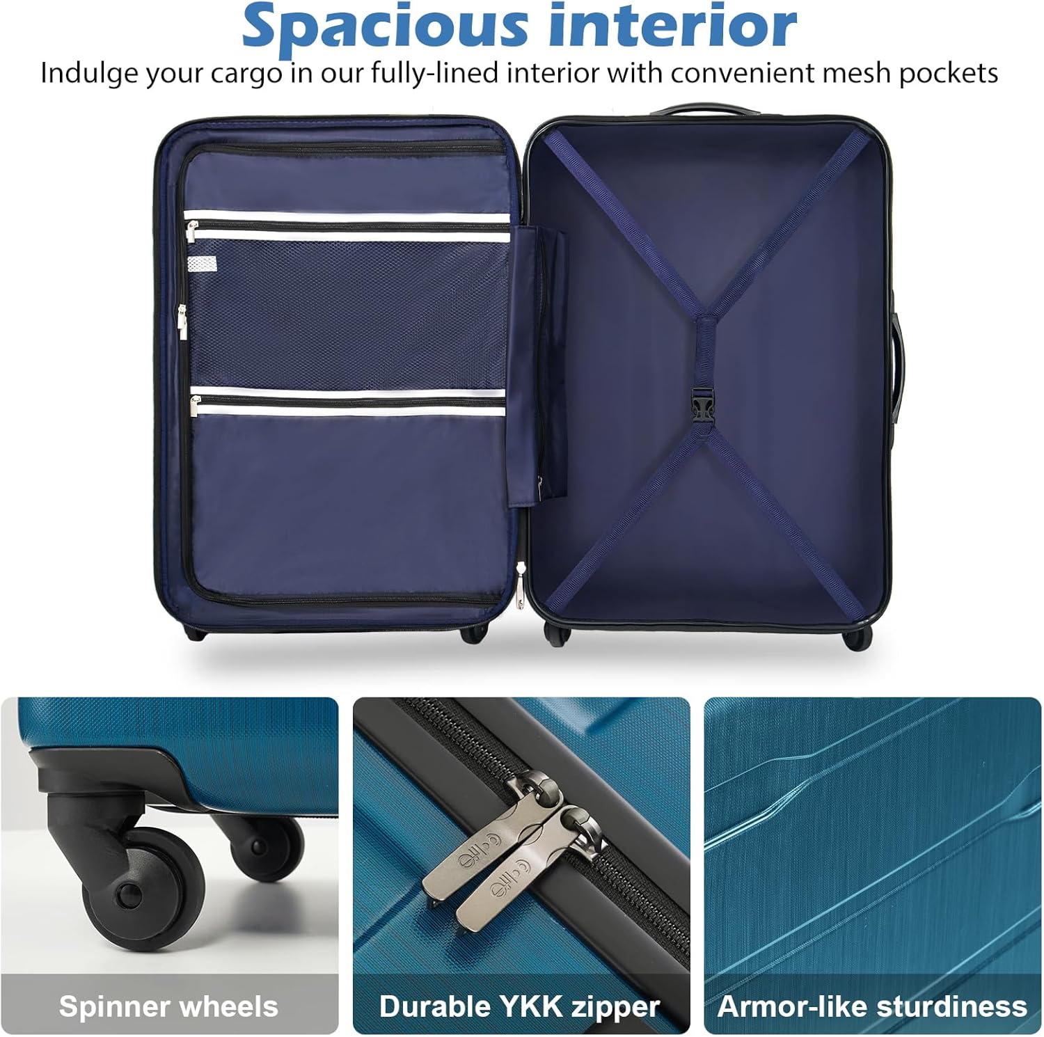 Luggage Expandable(only 28") Suitcase PC+ABS Spinner Built-In TSA lock 20in 24in 28in Carry on (Charcoal., L(28in).)