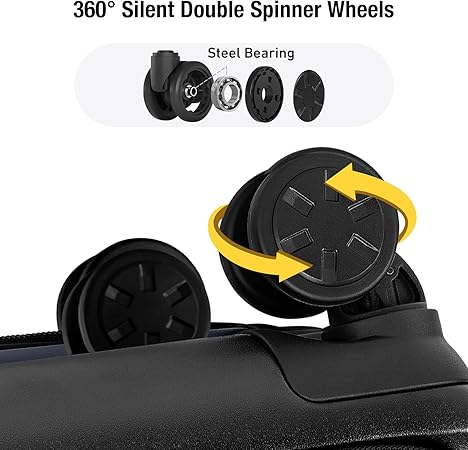 22-Inch Hardside Suitcase - Small Luggage, 100% PC Hard Shell with Laptop Compartment, TSA Lock, Double Wheels for Men & Women, Black