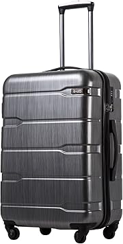 Luggage Expandable(only 28") Suitcase PC+ABS Spinner Built-In TSA lock 20in 24in 28in Carry on (Charcoal., L(28in).)