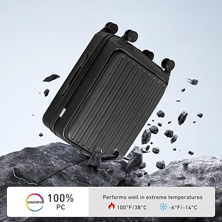 22-Inch Hardside Suitcase - Small Luggage, 100% PC Hard Shell with Laptop Compartment, TSA Lock, Double Wheels for Men & Women, Black
